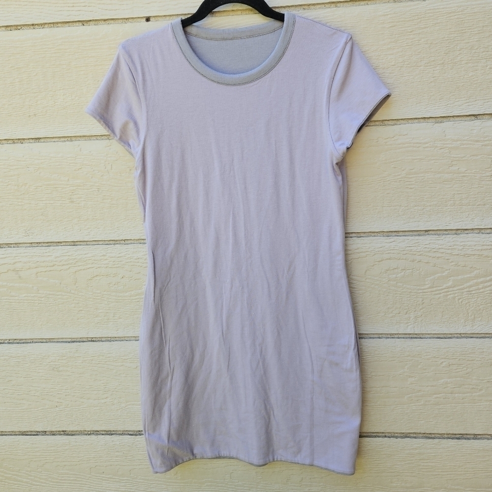 NWT Athleta Destina reversible t-shirt dress gray light purple MP